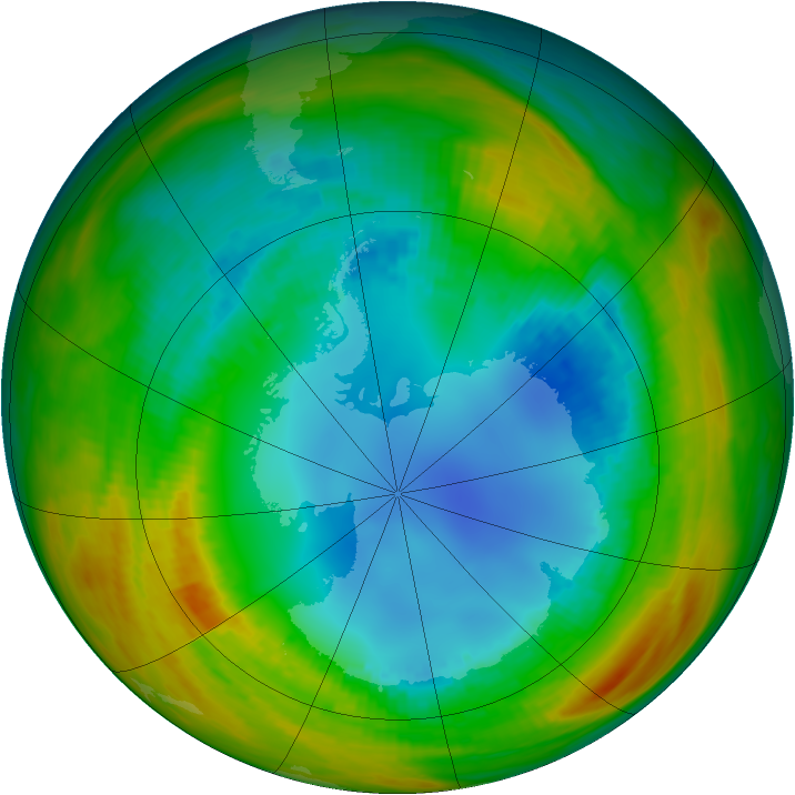 Antarctic ozone map for 12 August 1986
